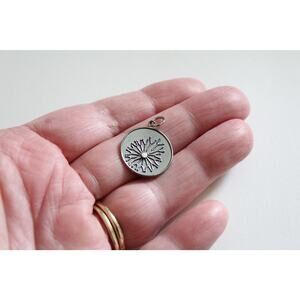 Sterling Silver Dandelion Pendant Charm, Make a Wish Dandelion Pendant Charm